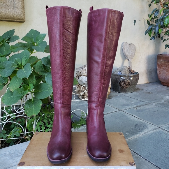 Chic Franco Sarto x Anthropologie Bordeaux Leather Boots - Picture 4 of 11
